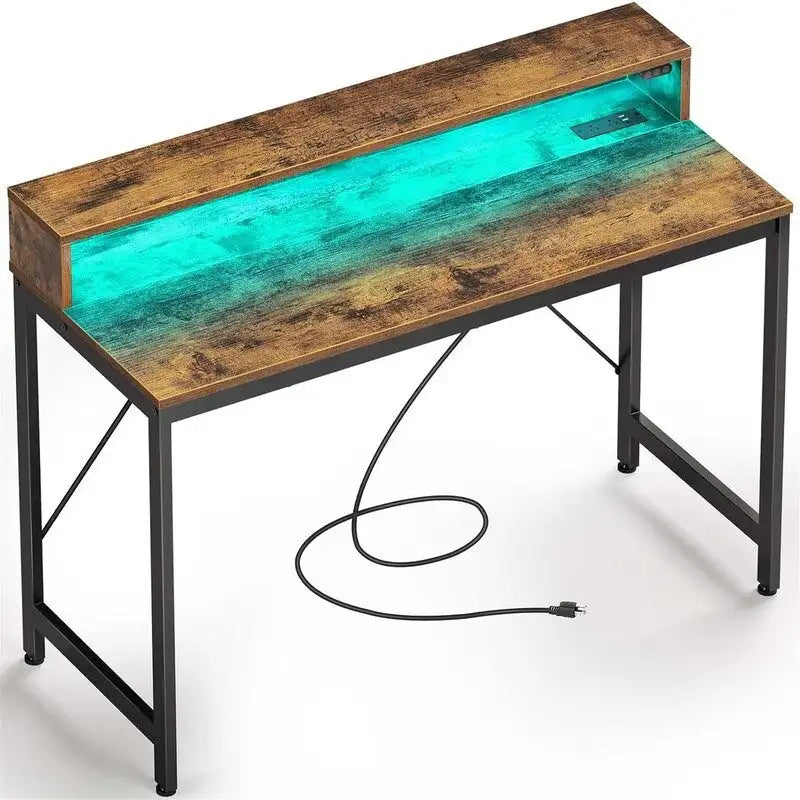 Scrivania da computer da 39 pollici con luci LED e ciabatta integrata