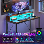 Scrivania da computer da 39 pollici con luci LED e ciabatta integrata