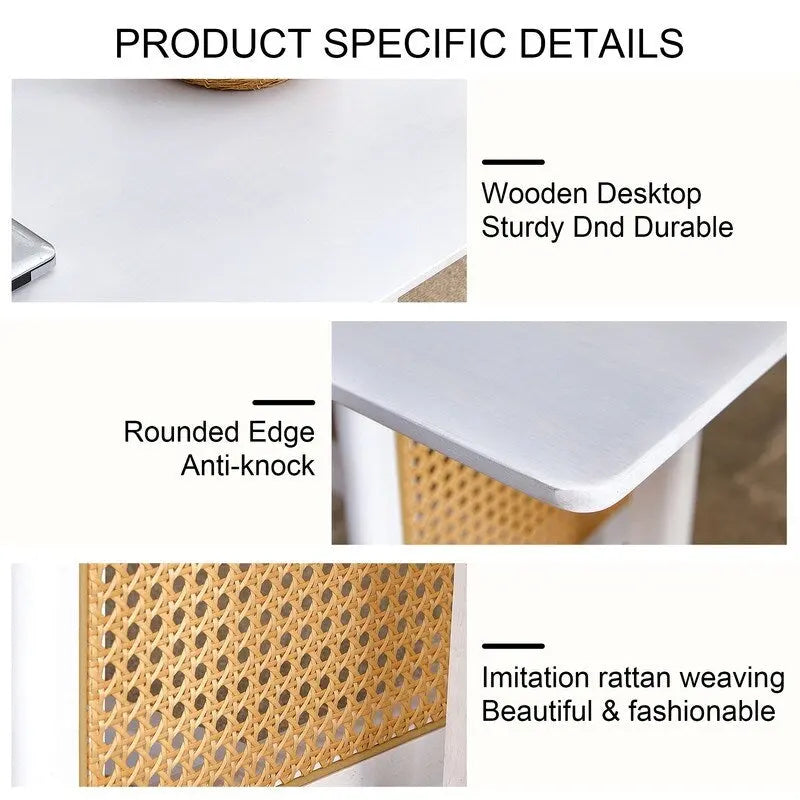 Tavolino basso con struttura in legno e superficie in stile rattan