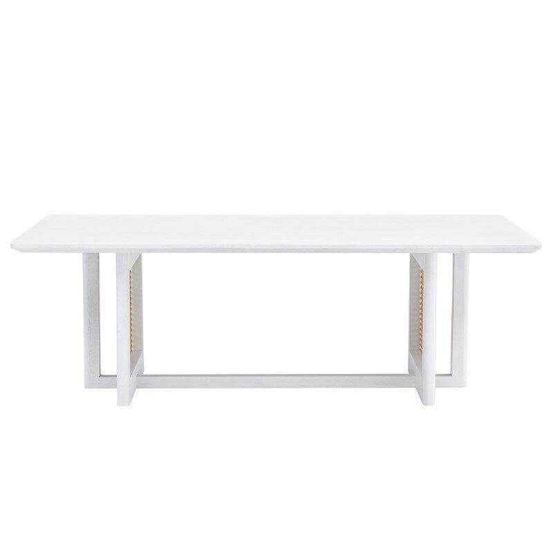 Tavolino basso con struttura in legno e superficie in stile rattan
