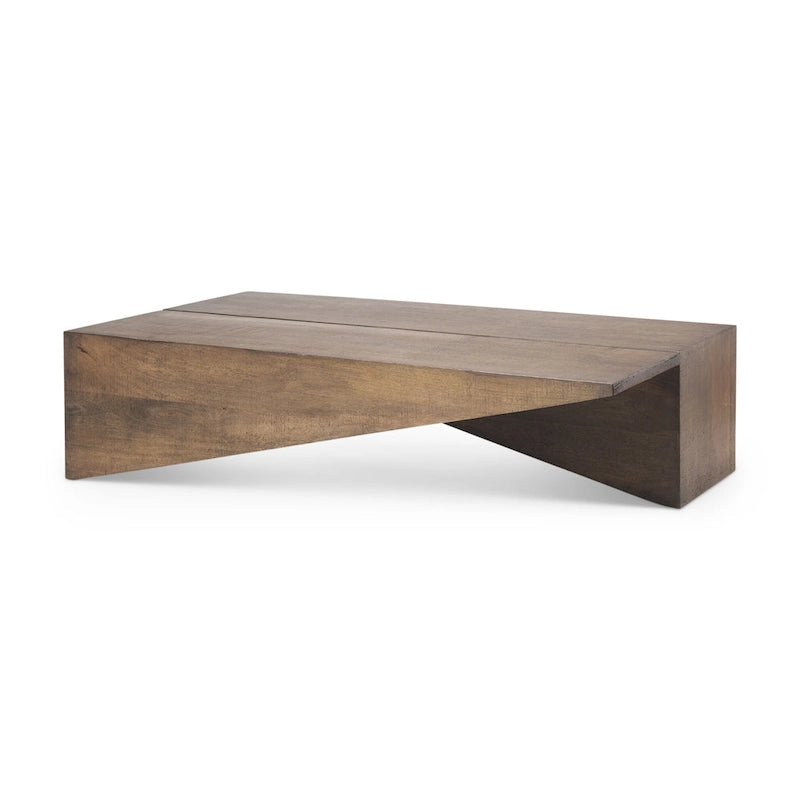 Tavolino da Caffè Angolare in Legno Massello Marrone Medio - 58,5L x 19P x 19A