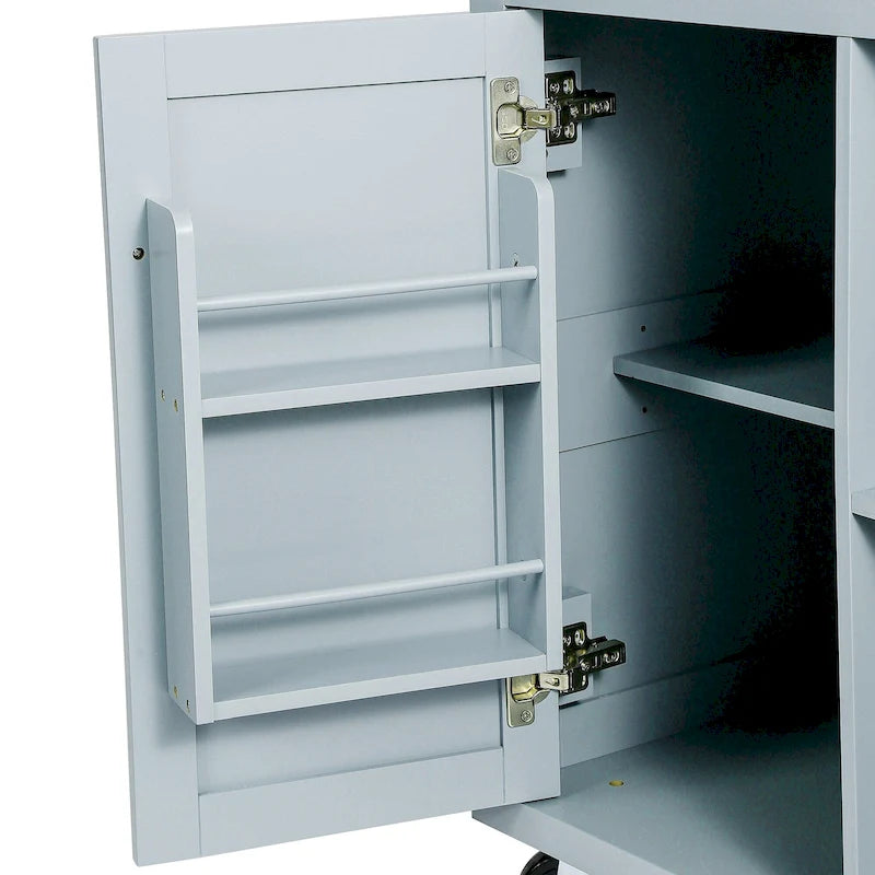 Carrello da cucina con isola con armadietto, 3 cassetti e 5 ruote