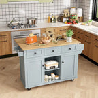 Carrello da cucina con isola con armadietto, 3 cassetti e 5 ruote