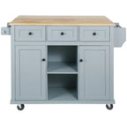 Carrello da cucina con isola con armadietto, 3 cassetti e 5 ruote