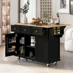 Carrello da cucina con isola con armadietto, 3 cassetti e 5 ruote