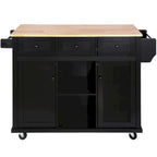 Carrello da cucina con isola con armadietto, 3 cassetti e 5 ruote