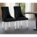 Set di 2 sedie laterali da pranzo in velluto trapuntato con borchie decorative