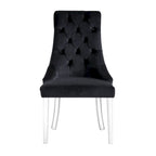 Set di 2 sedie laterali da pranzo in velluto trapuntato con borchie decorative