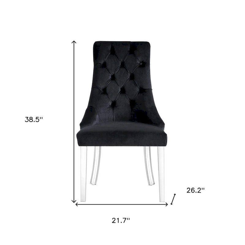 Set di 2 sedie laterali da pranzo in velluto trapuntato con borchie decorative
