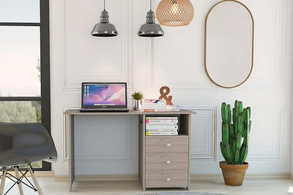 Writing Computer Desk,Three Drawers,One Shelf,Computer Table for Living Room Bedroom