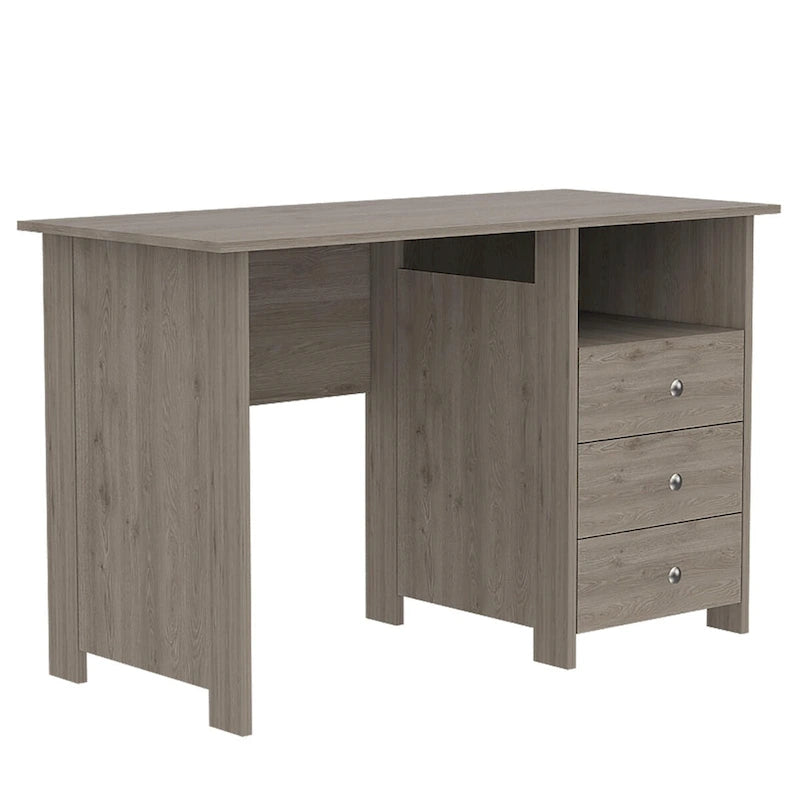 Scrivania indipendente con 3 cassetti e ripiano aperto, Grigio