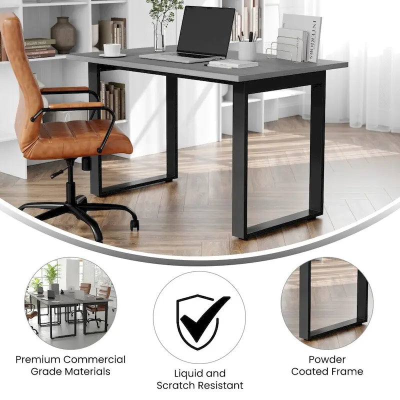 Tavolo da Conferenza con Piano in Laminato e Base a U in Acciaio
