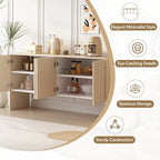 Credenza a 4 ante con ripiani regolabili, 60L di spazio, struttura in MDF (crema albicocca)