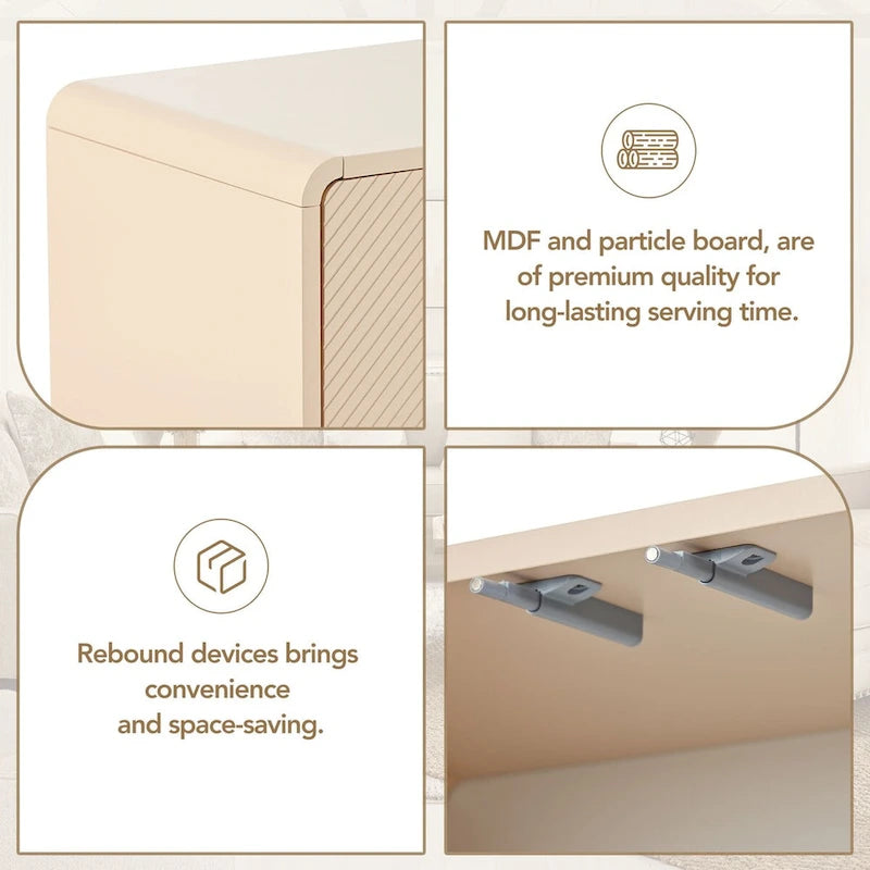 Credenza a 4 ante con ripiani regolabili, 60L di spazio, struttura in MDF (crema albicocca)