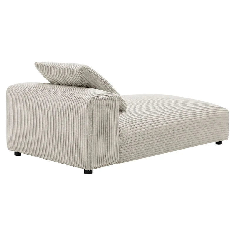 Chaise longue modulare senza braccioli rivestita in velluto a coste