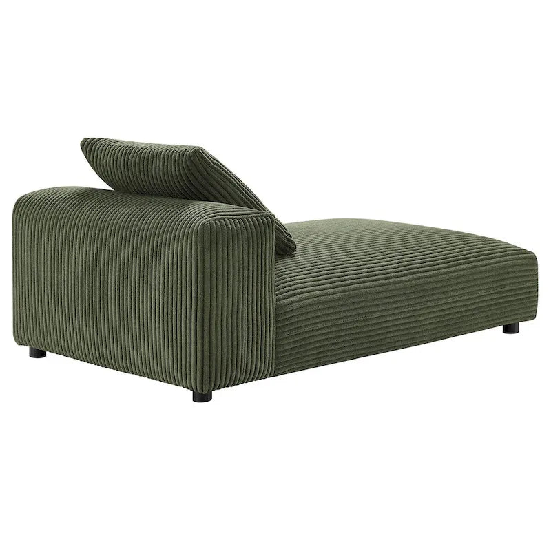 Chaise longue modulare senza braccioli rivestita in velluto a coste